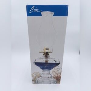 Beautiful Vintage Riekes Crisa 18” Hurricane Molded Glass Oil Lamp NEW!